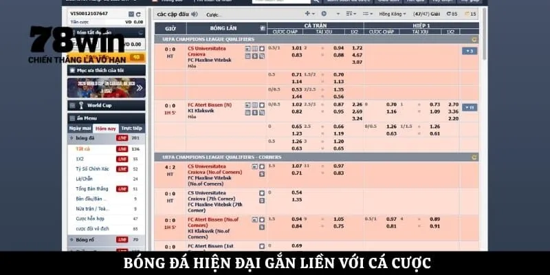 Bóng đá hiện đại gắn liền với cá cược