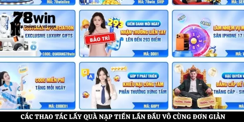 Các thao tác lấy quà nạp tiền lần đầu vô cùng đơn giản