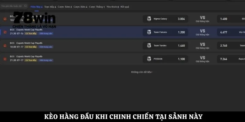 Kèo hàng đầu khi chinh chiến tại sảnh này